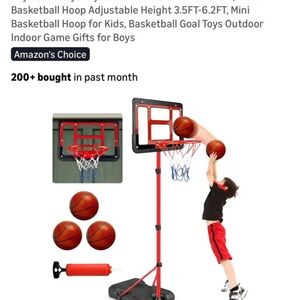 Adjustable Basketball Hoop Set for Kids - Red